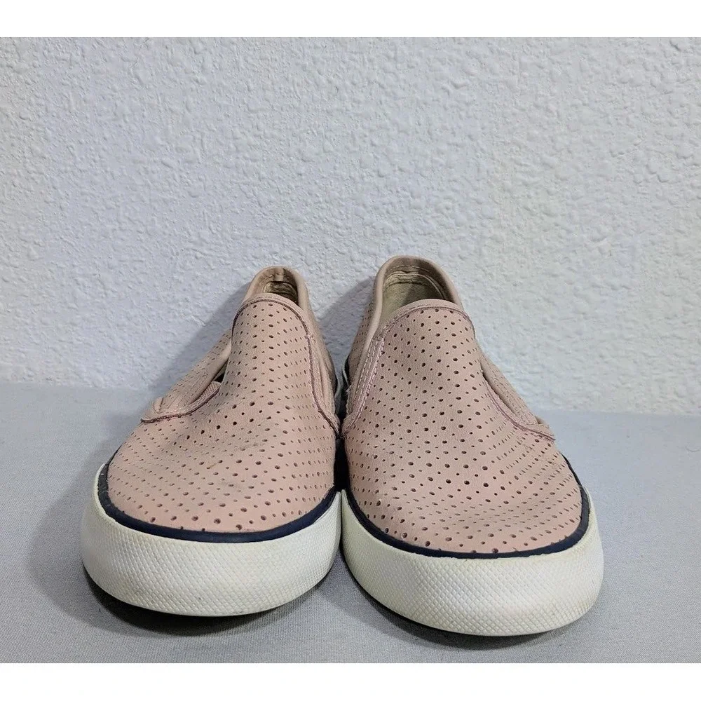 Sperry Womens 7.5  Crest Vibe Perforated Leather Slip‎ On Sneakers Blush Pink